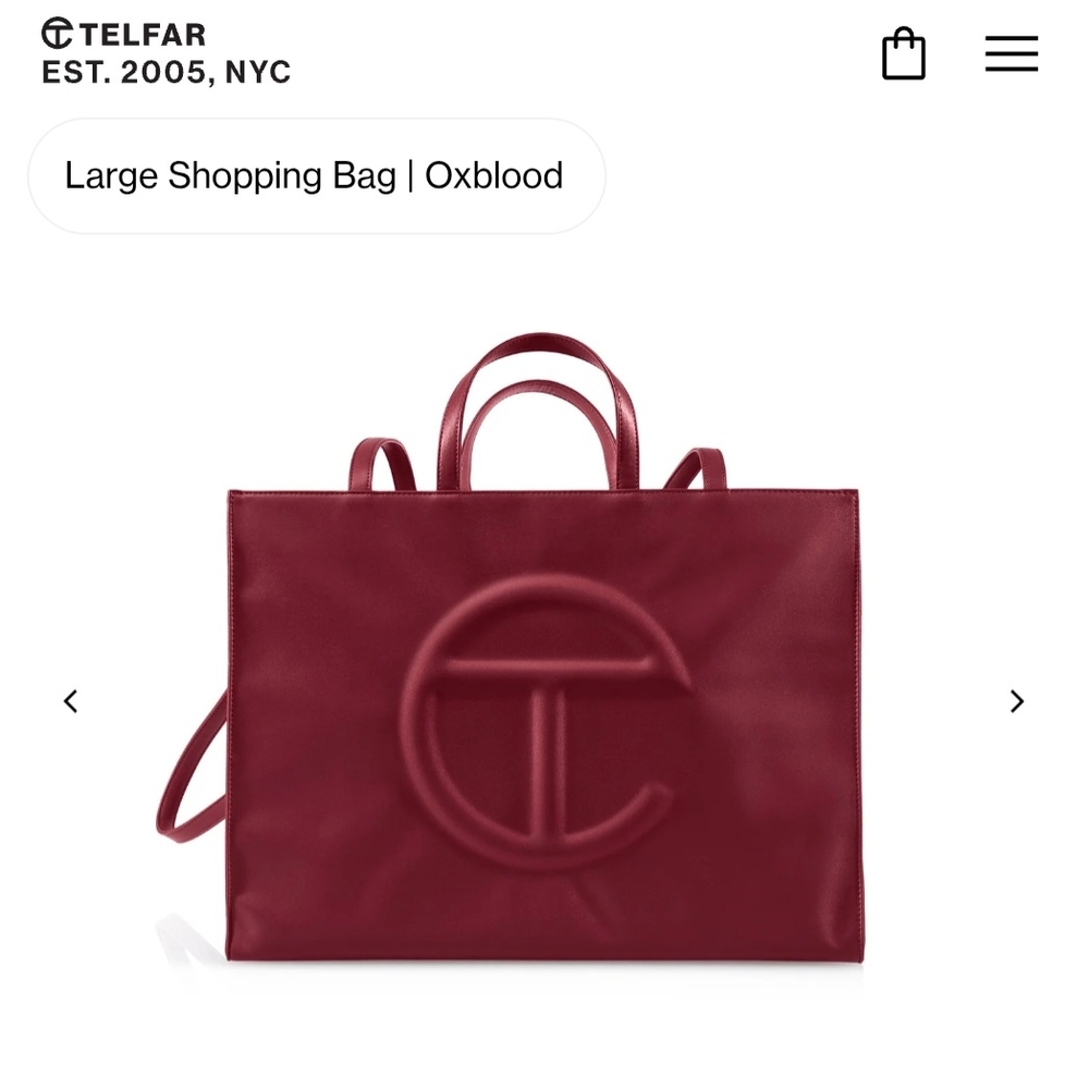 Telfar Burgundy Large Tote Shopping Bag OXFORD Blood Color. NWT